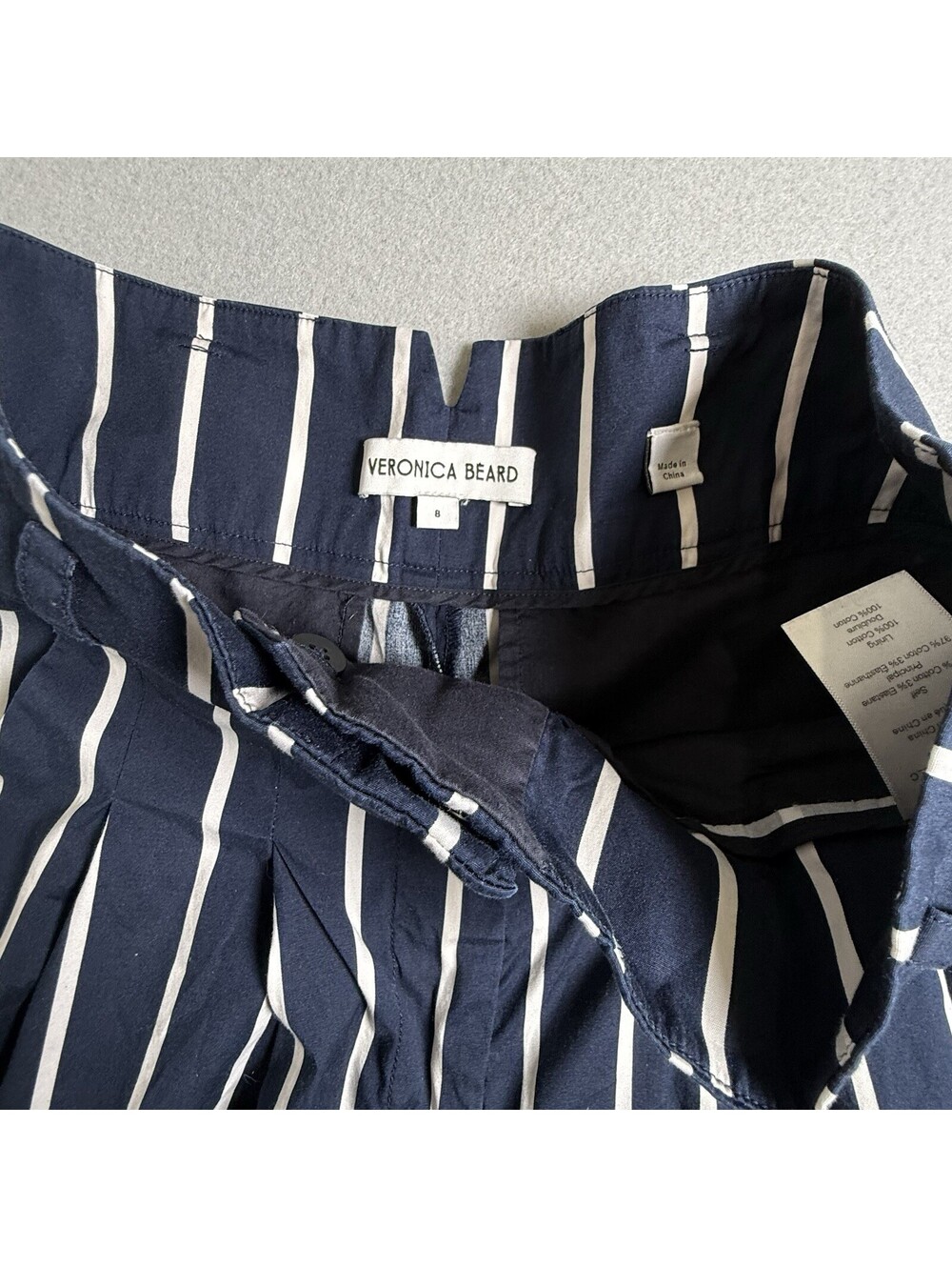 New Veronica Beard Pants Sz 8 Maliyah Cotton High Rise Wide Leg Blue NO BELT! - Picture 6 of 8
